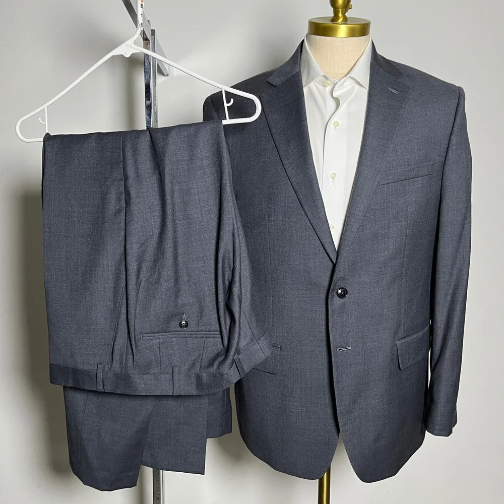 Jos. A. Bank 1905 Suit Mens 42R 38xW Charcoal Gray Solid Slim Fit 2-Button